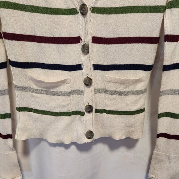 Aeropostale Cardigan Women's S/P Button Front Striped Long Sleeve V-Neck Pockets - Picture 3 of 6